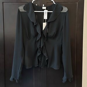 Aritzia Frenchy Blouse in Black Size M